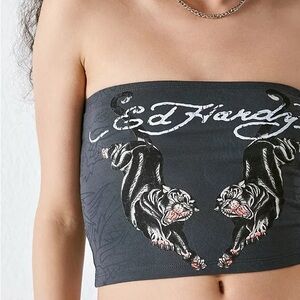 Ed Hardy double panther tube top